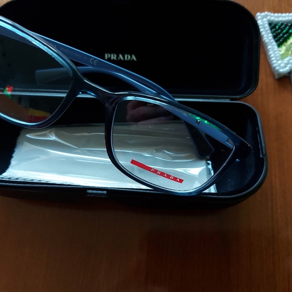 Authentic Prada Eye Glasses Frame VPS 04I Size 53, Col. CZH Crystal Blue - Picture 4 of 5